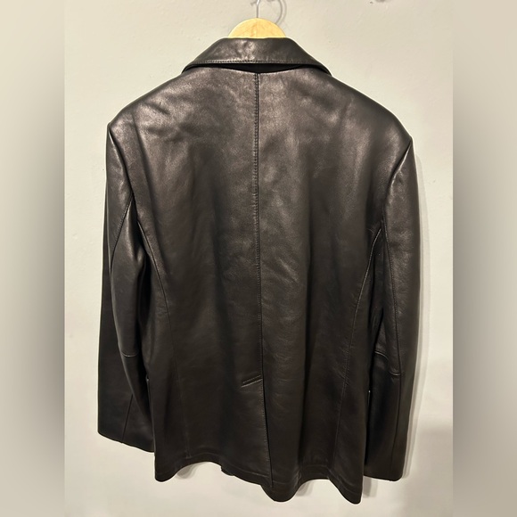 Perry Ellis Mens Classic Lamb Leather Black Jacket Size Large - Picture 2 of 4
